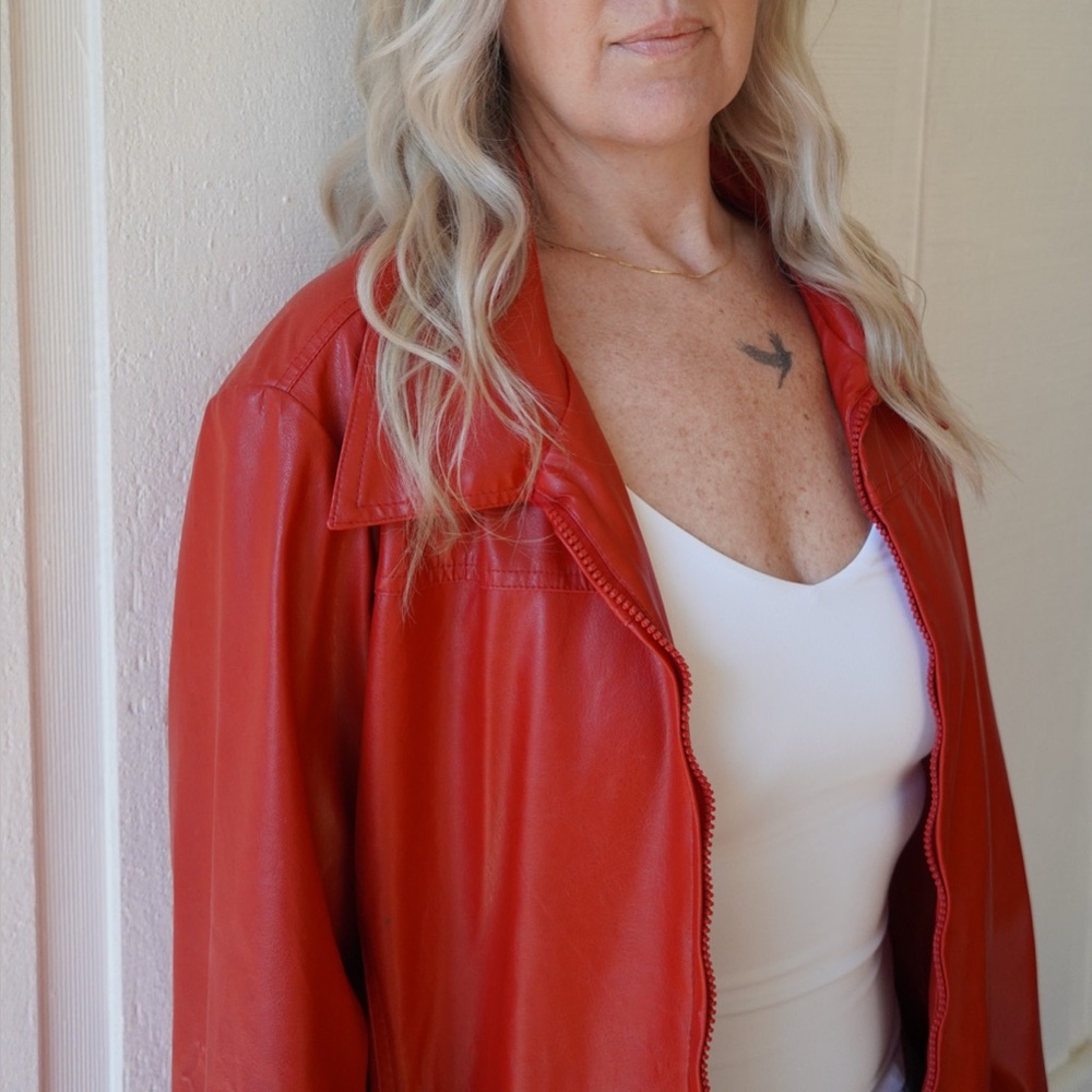 White Stag Red Vintage Leather Jacket - Picture 2 of 8